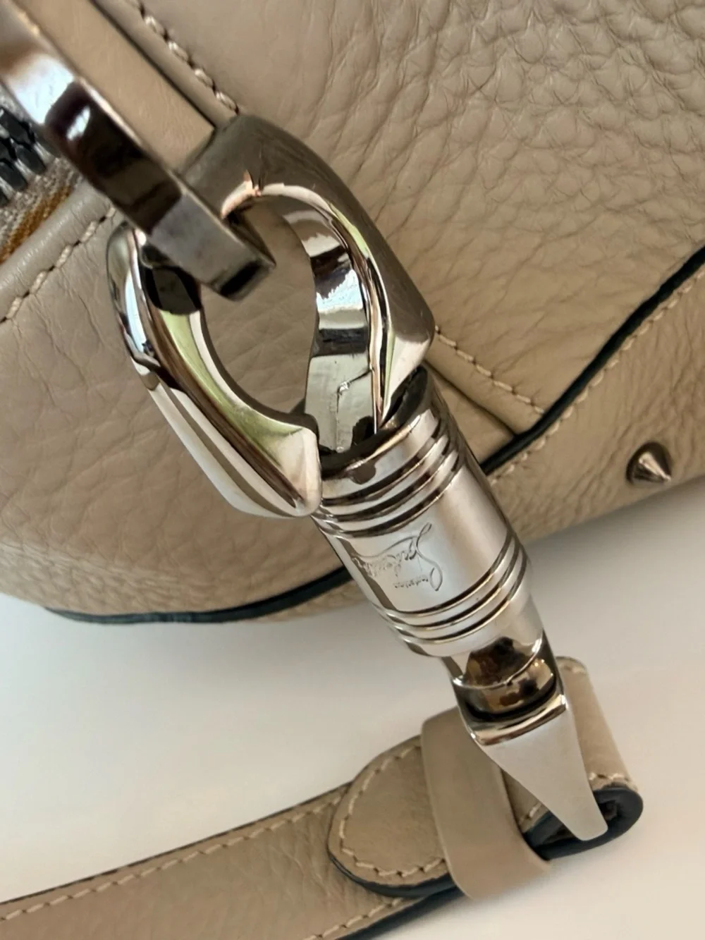 Christian Louboutin Taupe Studded Dome Satchel